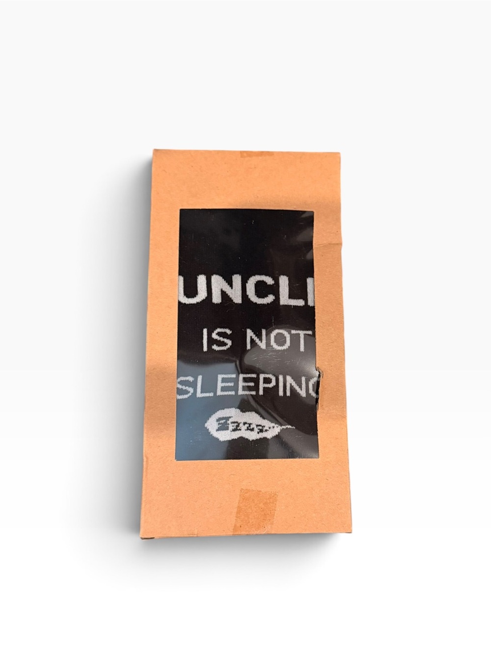NWT- Men's Novelty Black Socks - 'Uncle Is Not Sleeping'